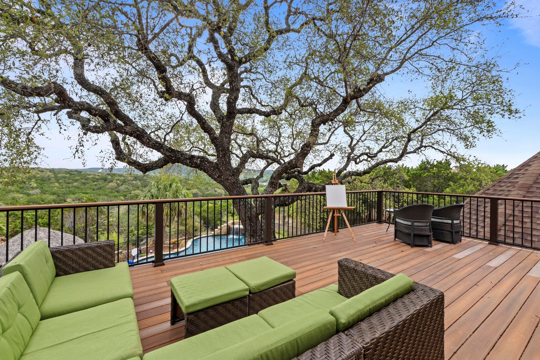 8211 Moon Rise Trail Jonestown, TX 78645 - Photo 28 of 34 Balcony overlooking the pool, majestic oak and the beautiful views beyond.