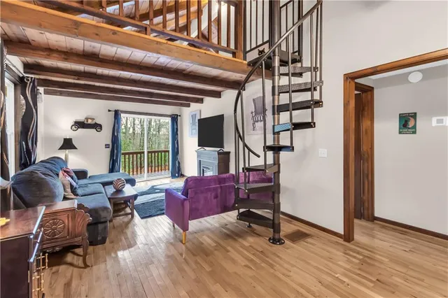 a living room with furniture