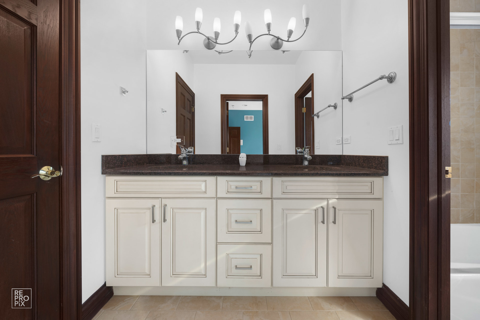 916 Elmdale Road Glenview, IL 60025 - Photo 12 of 20 a bathroom with a sink and a mirror