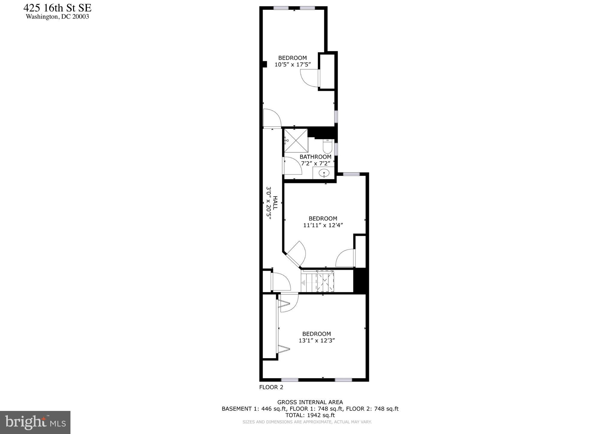 425 16th Street Southeast Washington, DC 20003 - Photo 56 of 58 Upper Level Floor Plan