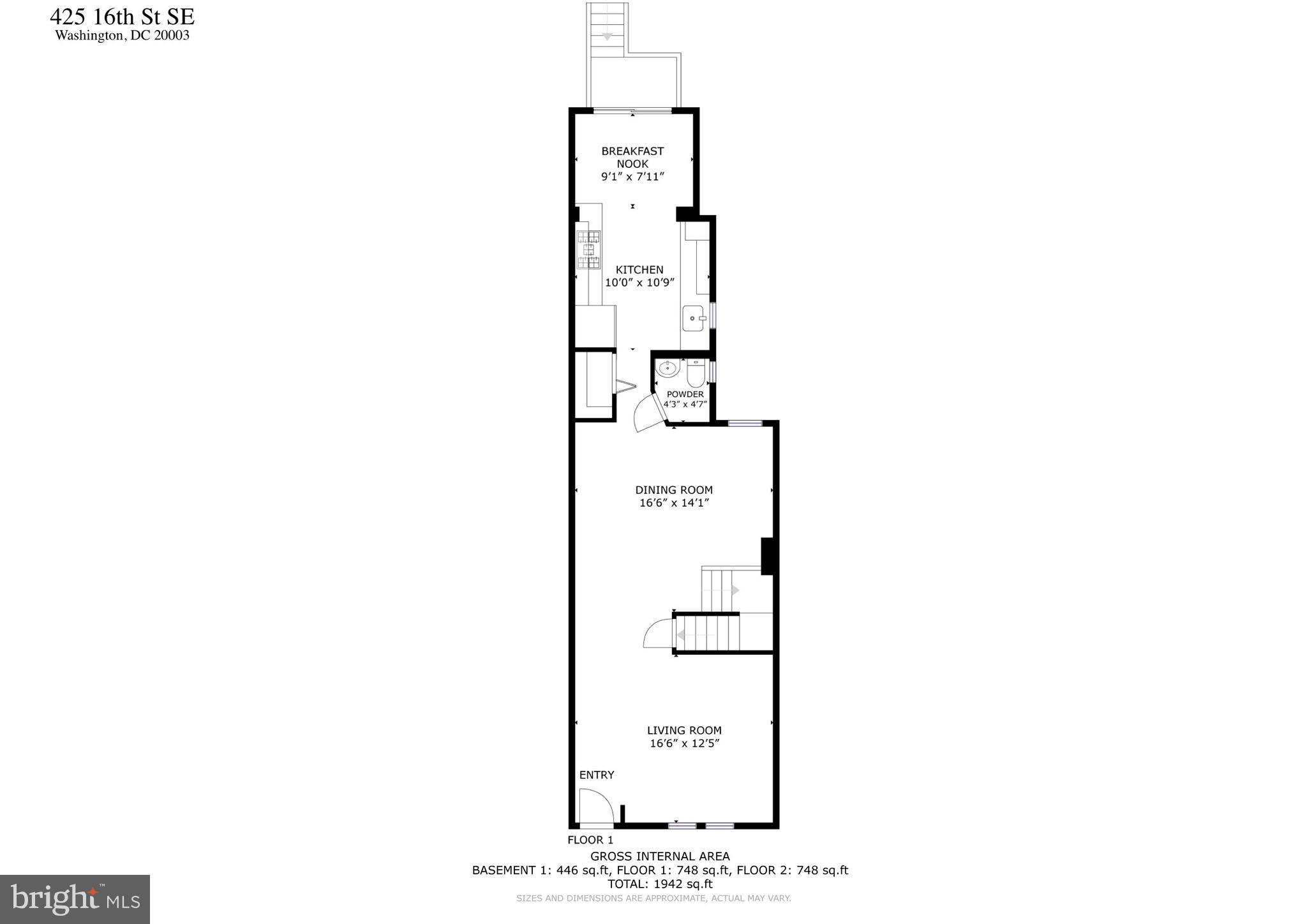 425 16th Street Southeast Washington, DC 20003 - Photo 55 of 58 Main Level Floor Plan