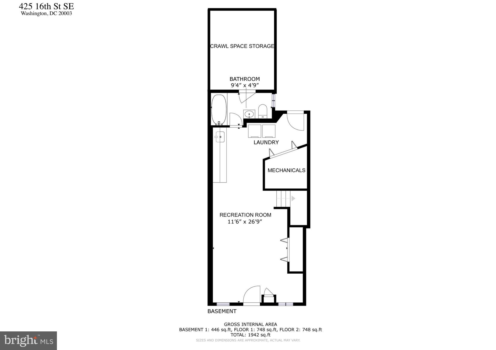 425 16th Street Southeast Washington, DC 20003 - Photo 57 of 58 Lower Level Floor Plan
