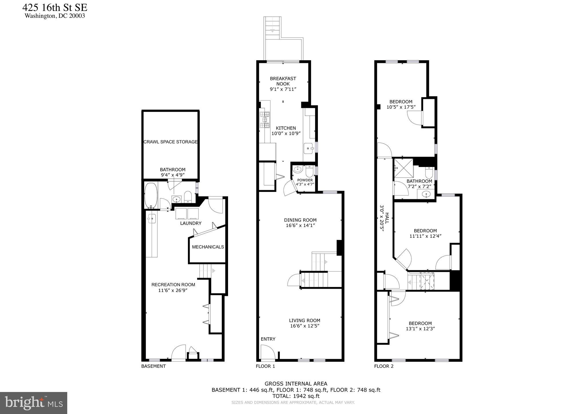 425 16th Street Southeast Washington, DC 20003 - Photo 58 of 58 Floor plan for all levels
