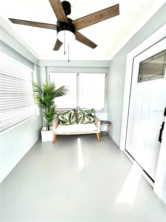 a view of an entryway with a window