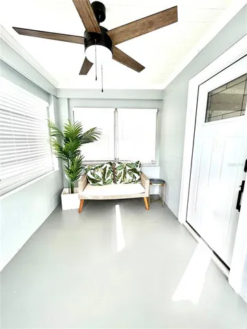 a view of an entryway with a window