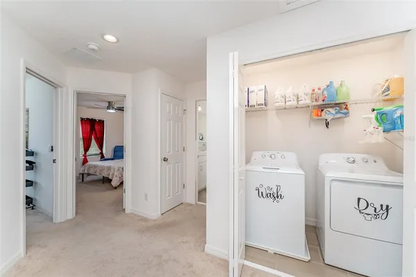 a view of utility room and washer and dryer