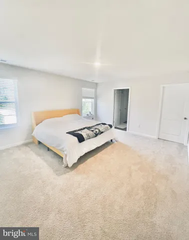 a bedroom with a bed and a cabinets