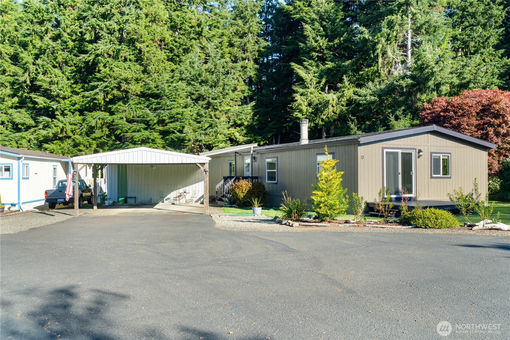 front view of a house next to a road