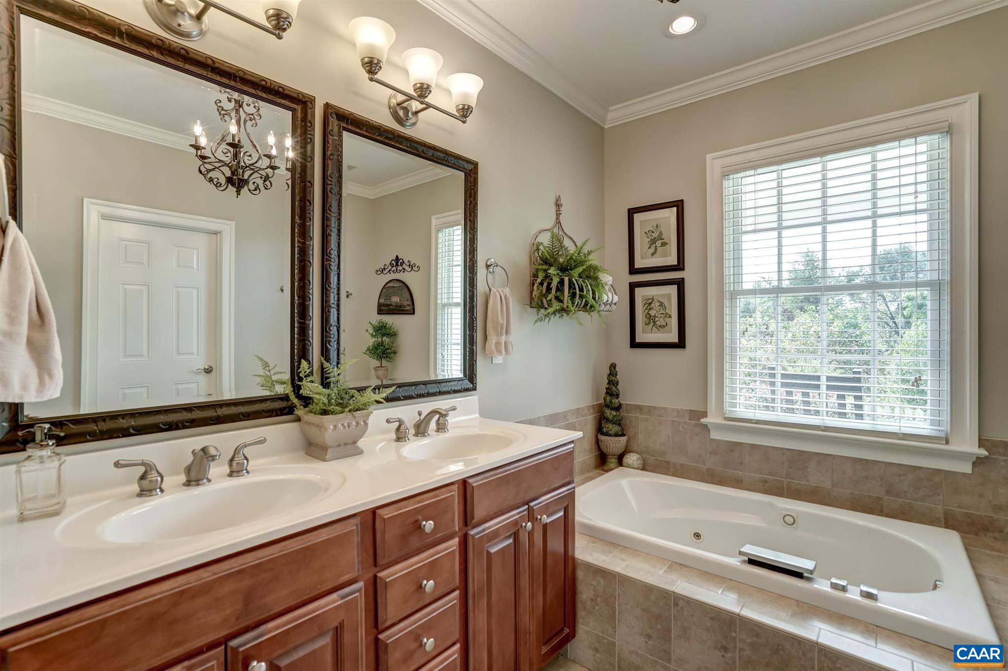 5047 Brook View Road Crozet, VA 22932 - Photo 24 of 68 a bathroom with a tub a sink double vanity and a mirror