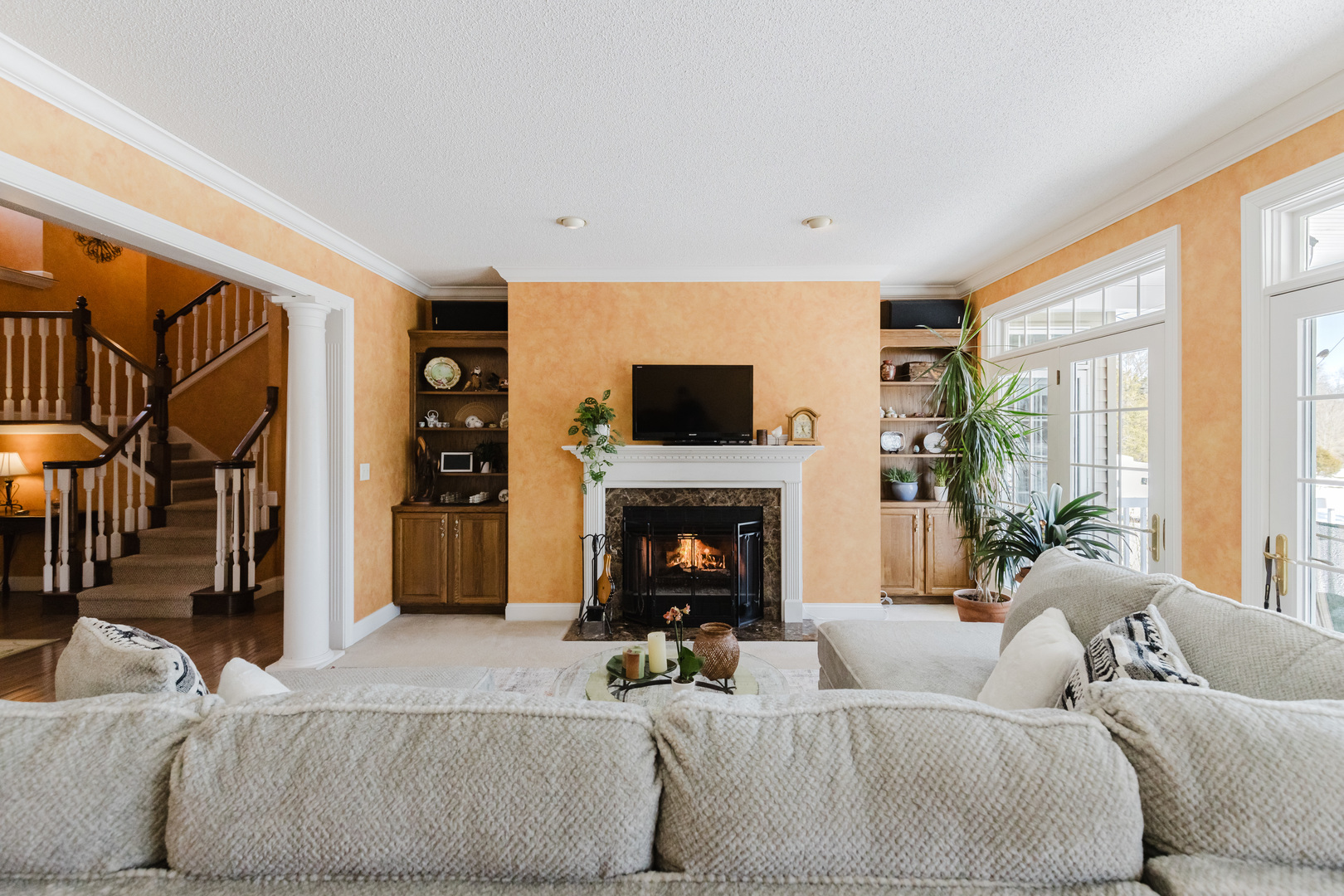 4996 Andrew Road Marion, IL 62959 - Photo 14 of 85 a living room with furniture a fireplace and a flat screen tv