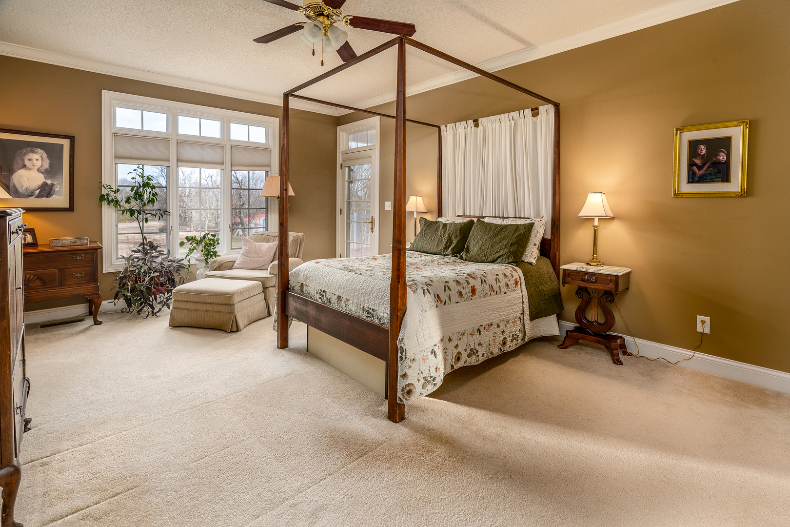 4996 Andrew Road Marion, IL 62959 - Photo 32 of 85 a spacious bedroom with a bed and a chandelier