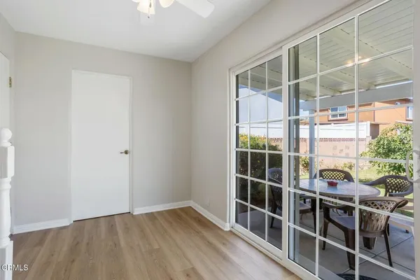 an empty room with windows