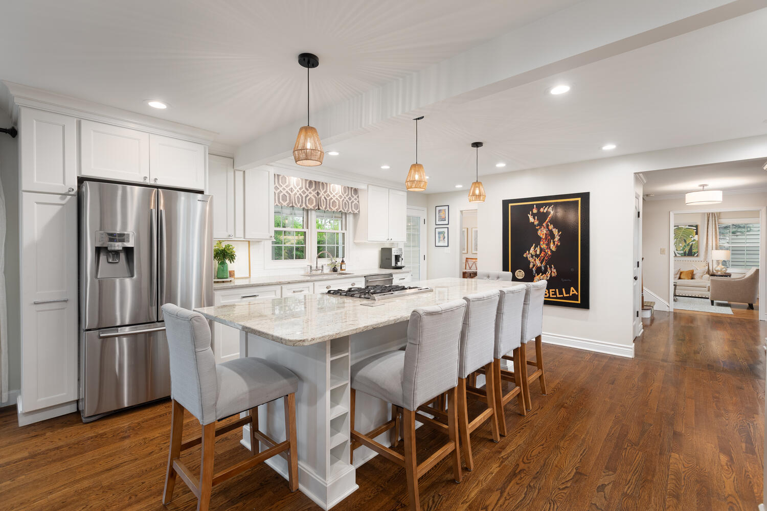 2S151 Stratford Road Glen Ellyn, IL 60137 - Photo 9 of 48 a kitchen with stainless steel appliances a dining table chairs refrigerator and wooden floor