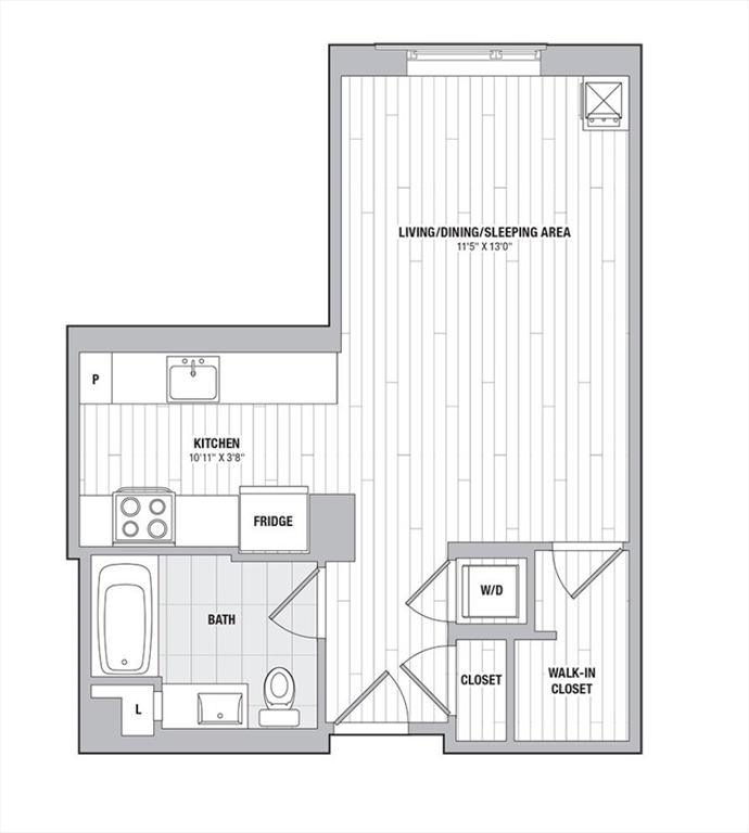 99 Kneeland Street, Unit 611 Boston, MA 02111 - Photo 15 of 15 a black and white photo of a