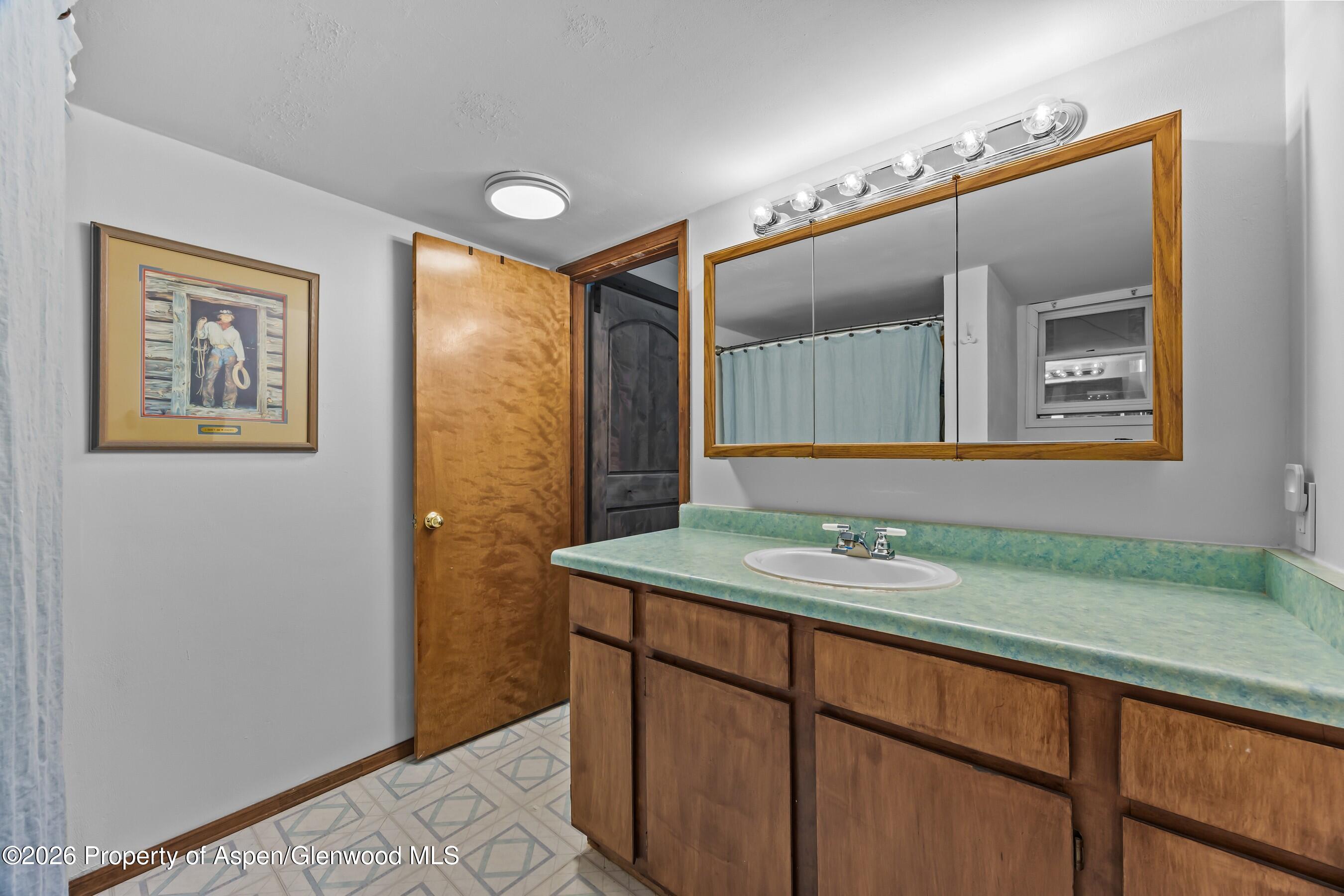 212 Safflower Court New Castle, CO 81647 - Photo 22 of 27 a bathroom with a sink and a mirror