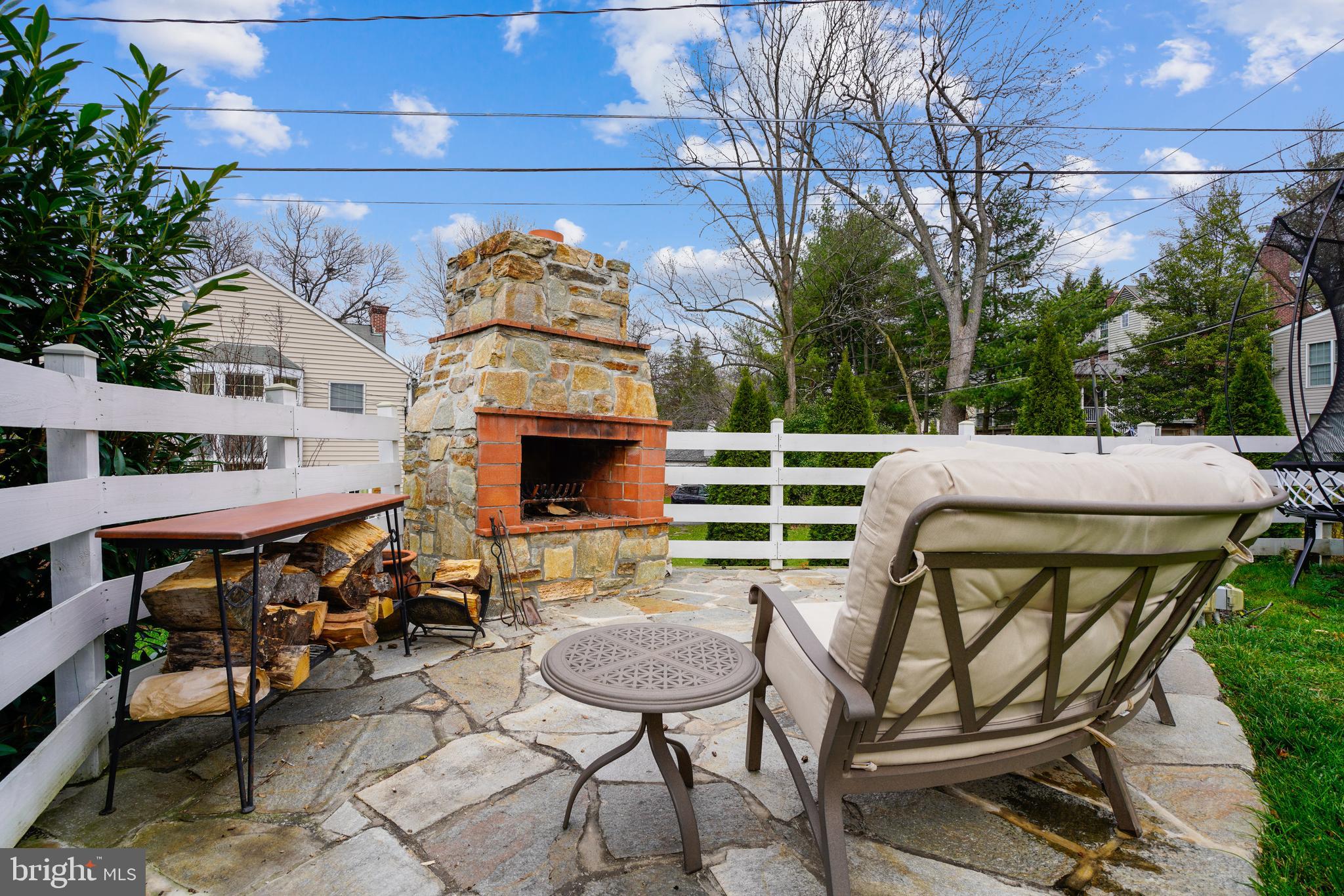 818 Ridgeleigh Road Baltimore, MD 21212 - Photo 44 of 68 Custom stone fireplace with flagstone patio