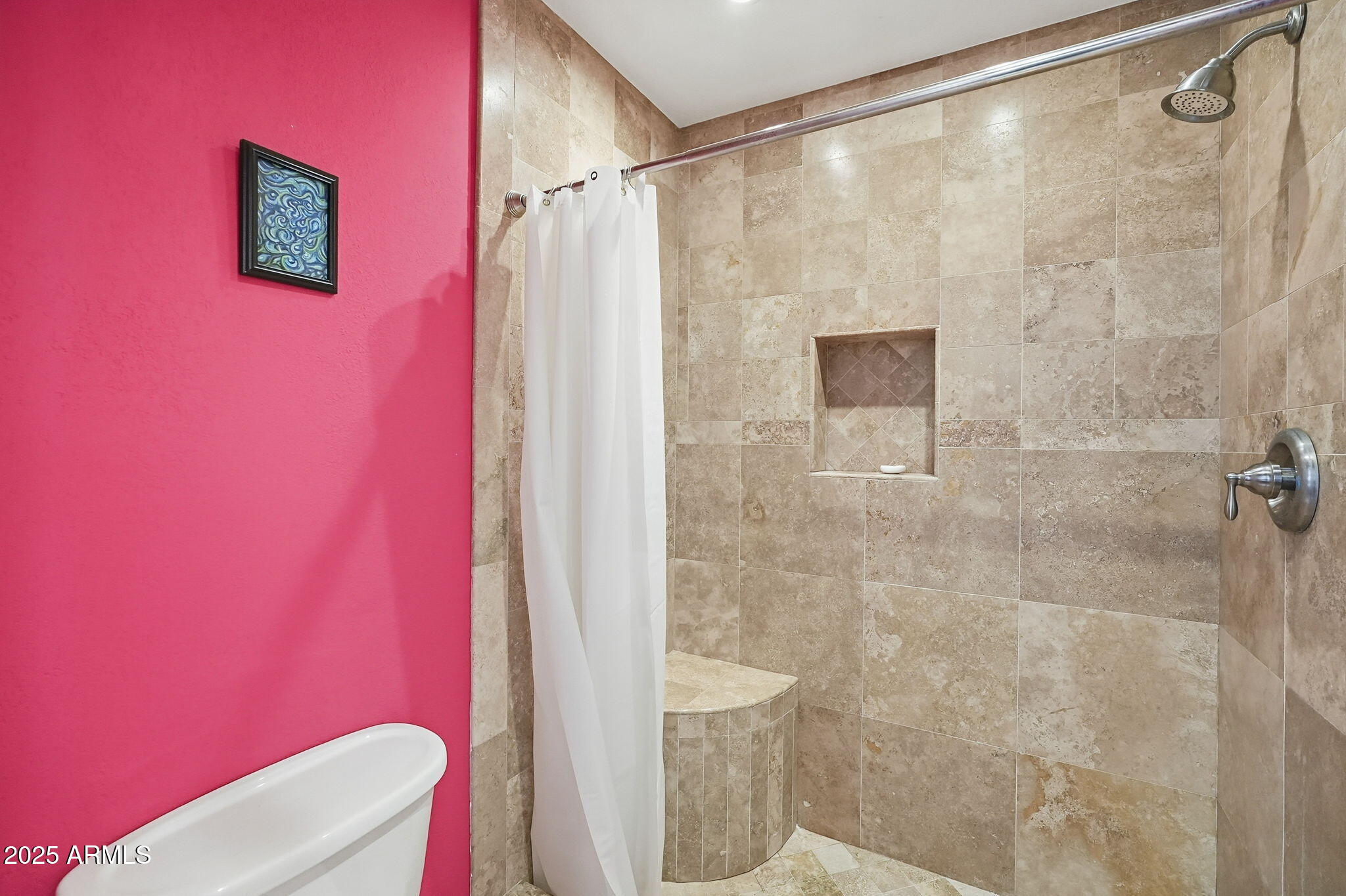1608 East Edgewater Drive Tempe, AZ 85283 - Photo 41 of 47 a bathroom with a shower curtain