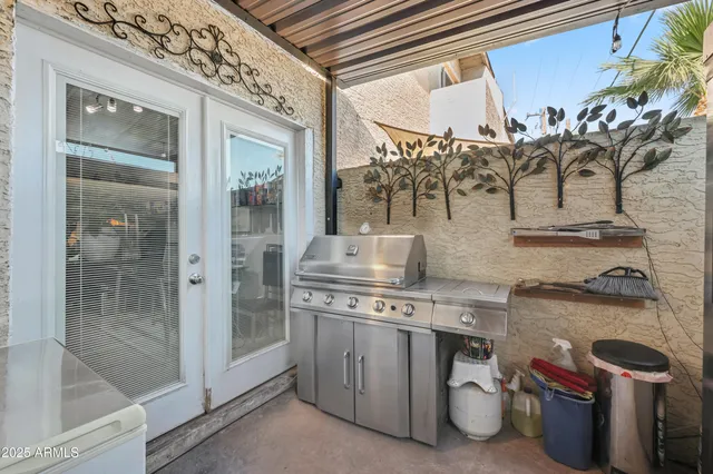 a view of a pathway with a building in the background