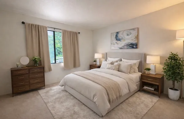 an empty room with windows