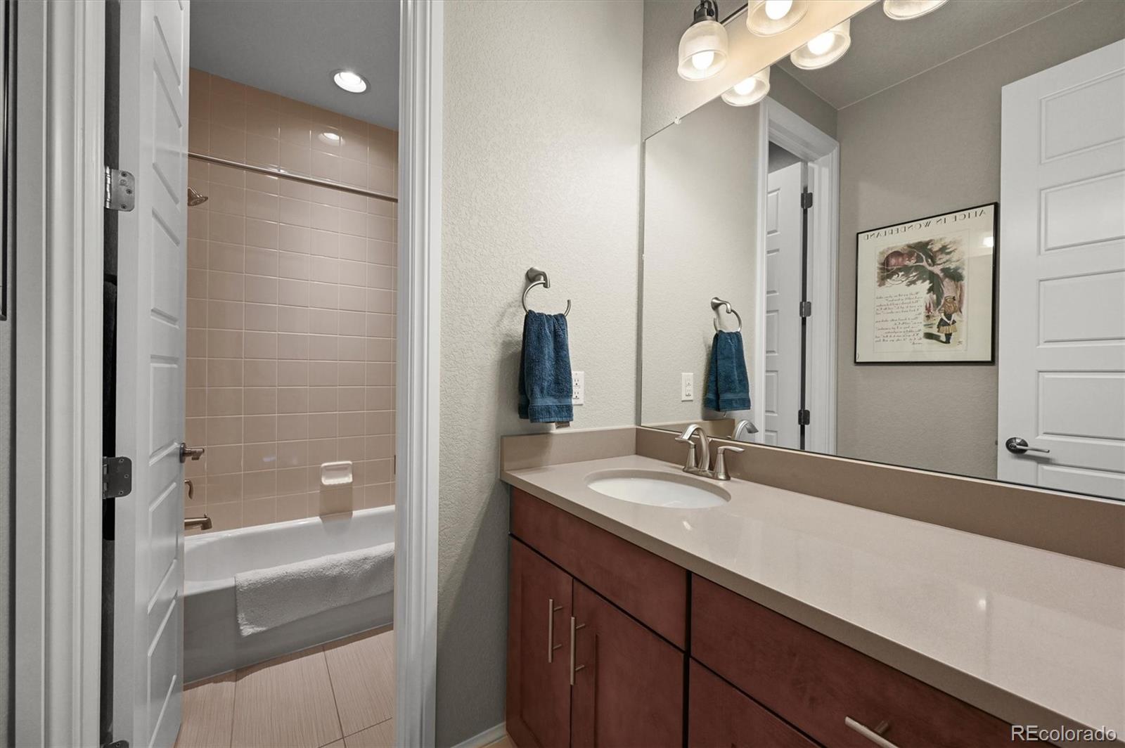 493 Meadowleaf Lane Highlands Ranch, CO 80126 - Photo 28 of 48 a bathroom with a sink and a mirror