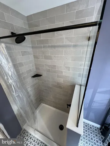 a bathroom with a bathtub