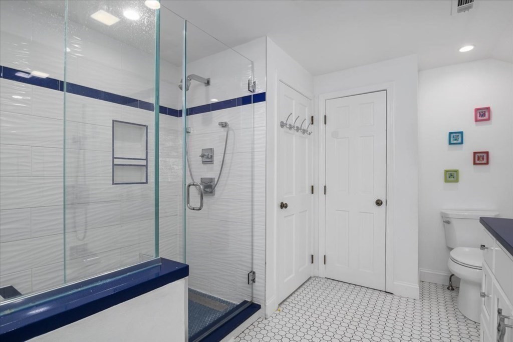 58 High Street Medfield, MA 02052 - Photo 31 of 41 a bathroom with a shower and a toilet
