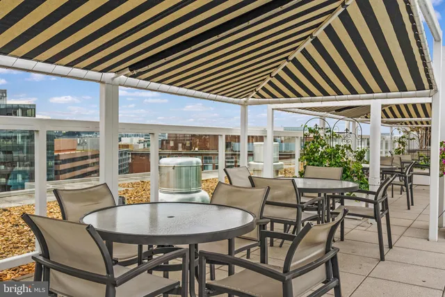 a view of an outdoor seating area