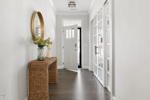 a view of entryway with wooden floor