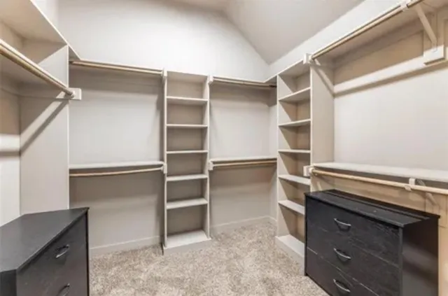 a view of an empty walk in closet