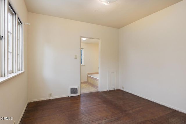 a view of a bathtub in a room