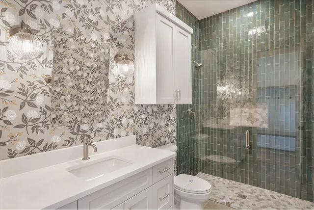 a bathroom with a shower