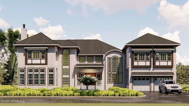 a front view of a house with garden