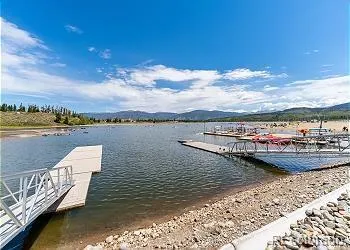 a view of a lake with a outdoor space