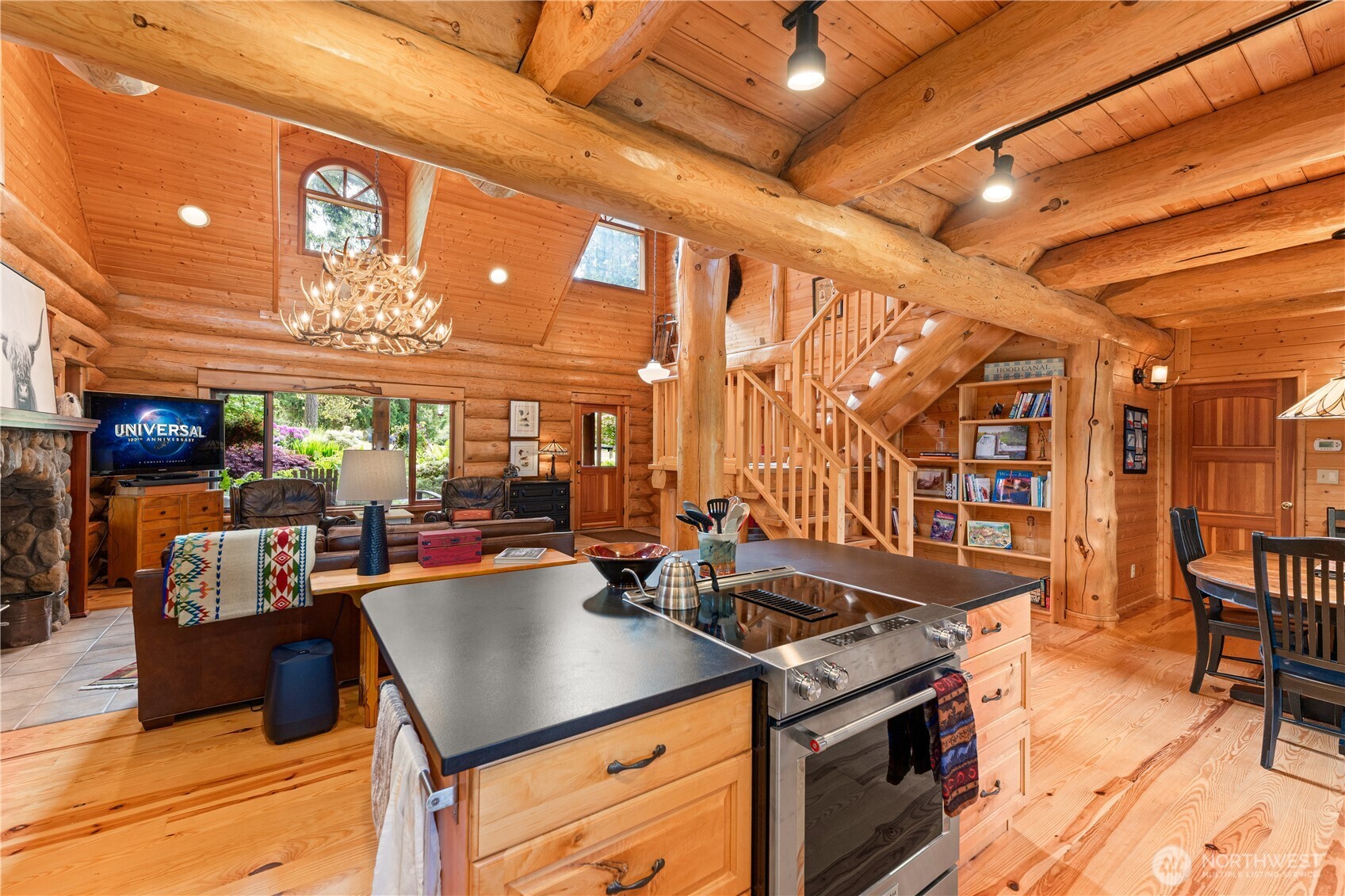 134 Sacred Moon Way Friday Harbor, WA 98250 - Photo 11 of 35 a kitchen with a stove and a view of living room