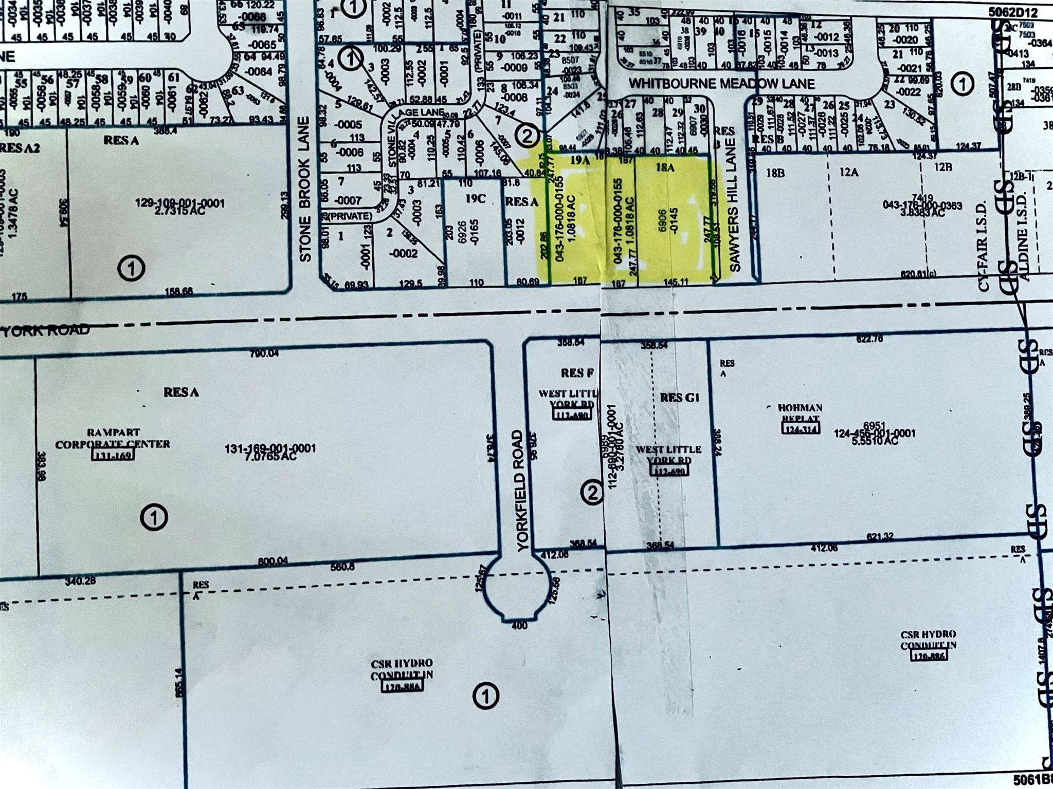 0 West Little York Road West Houston, TX 77041 - Photo 7 of 7 Highlighted are the lots, side by side. Dimensions to be verified by buyer