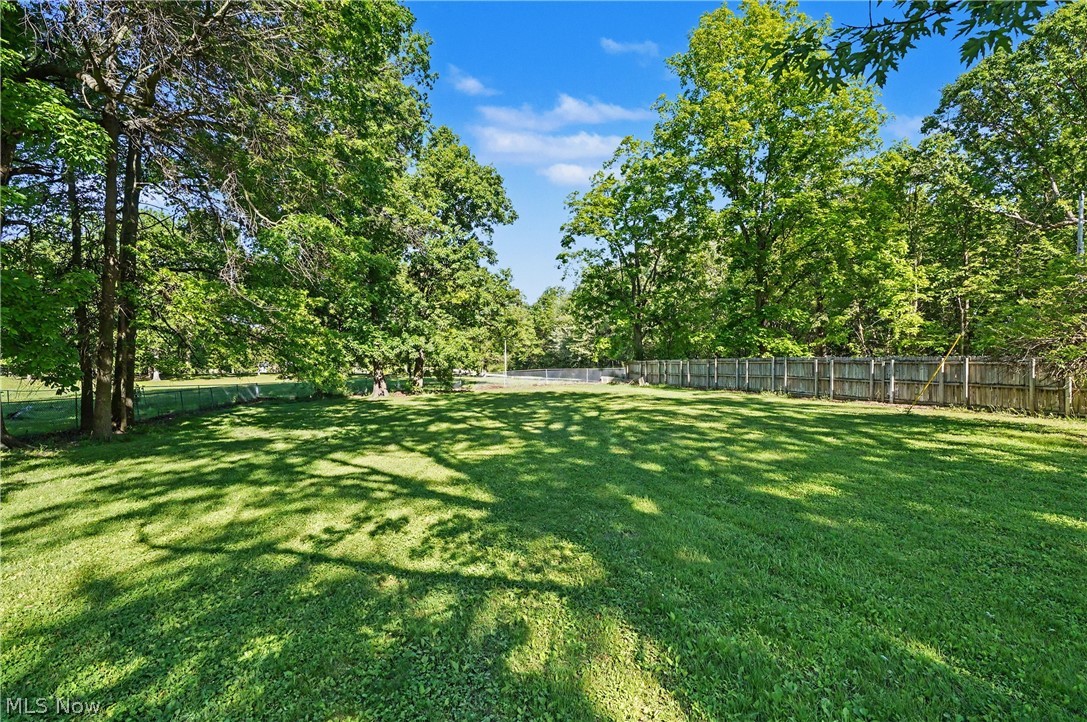 4250 Herr Fieldhouse Road Southington, OH 44470 - Photo 44 of 50 Expansive green lawn surrounded by mature trees, featuring a wood privacy fence