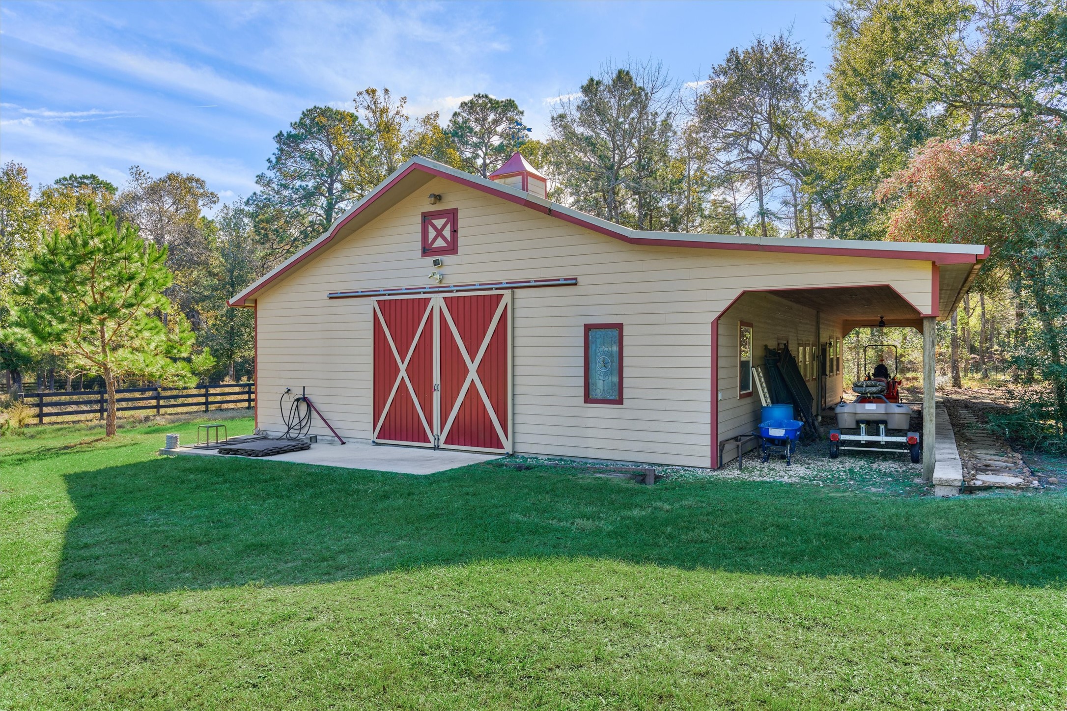 0 Koenig Lane Conroe, TX 77384 - Photo 5 of 19 Multi-purpose barn serves as an ideal workshop, climate controlled guest quarters w/full bath, office, kennel and more!