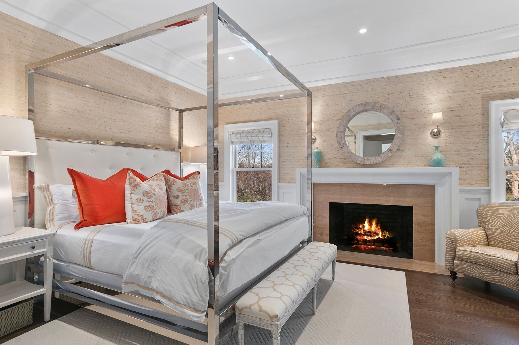 107 Wickapogue Road Southampton, NY 11968 - Photo 8 of 18 a bedroom with a bed and a fireplace
