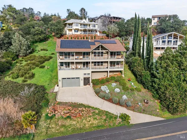 an aerial view of a house