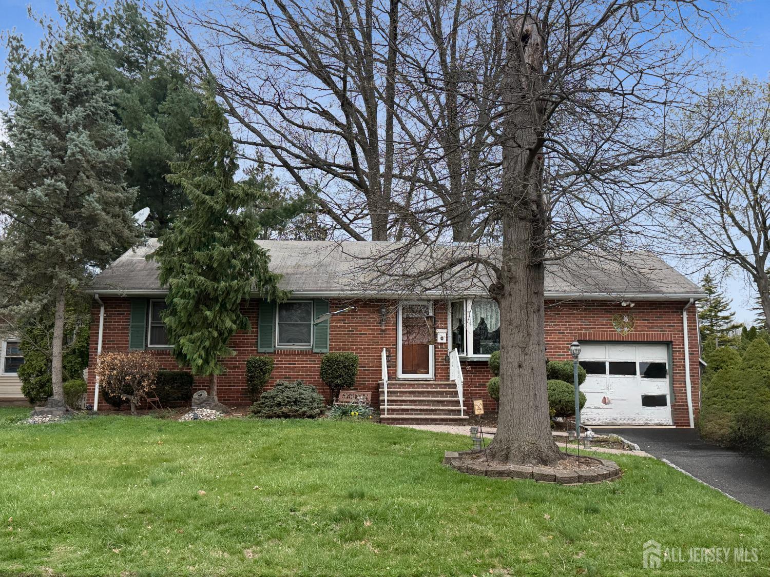 a front view of house with a garden