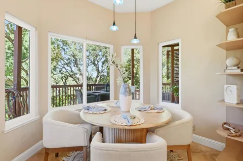 a view of a bench in a backyard