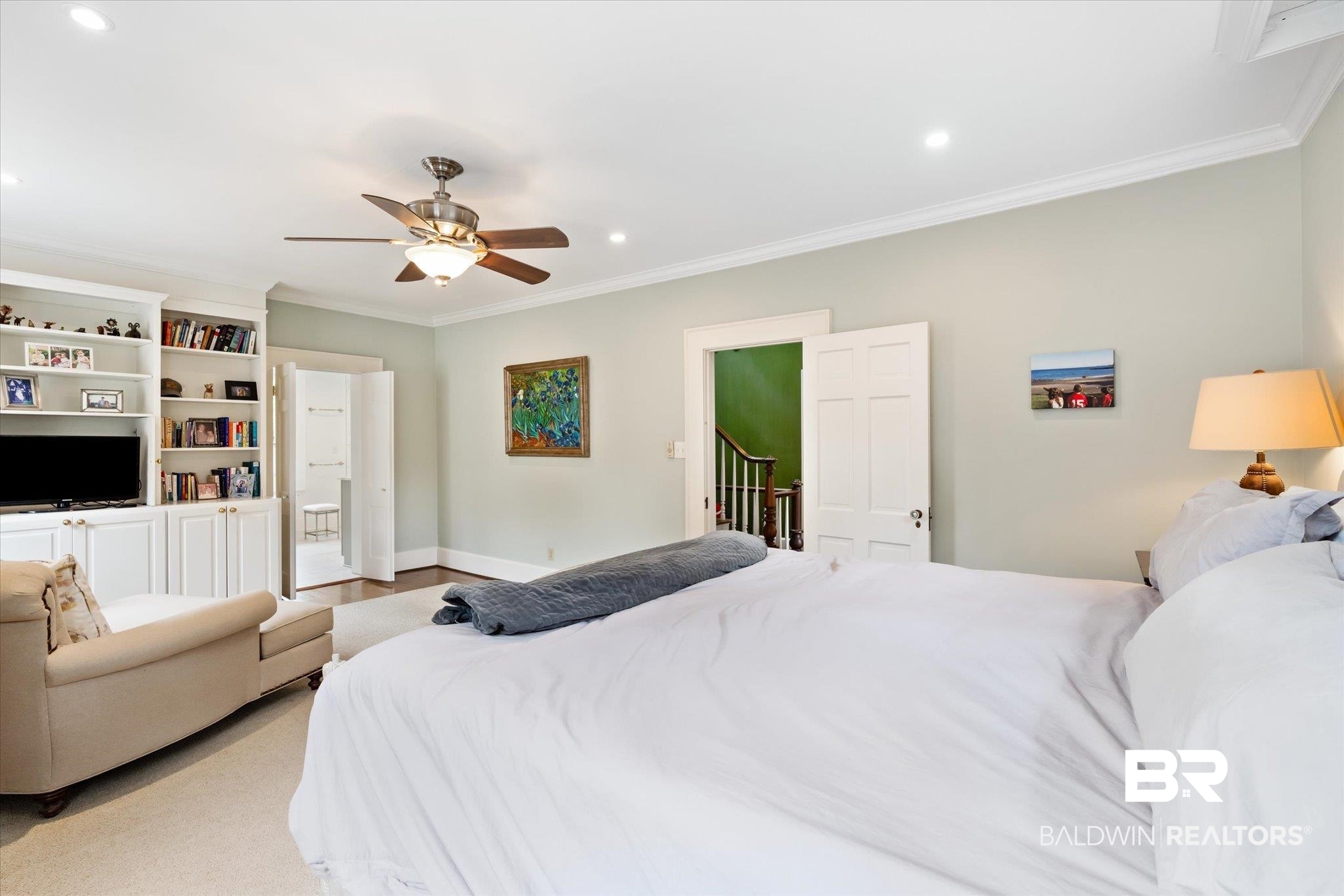 2205 Spring Hill Avenue Mobile, AL 36607 - Photo 25 of 59 Carpeted bedroom featuring ceiling fan and crown molding