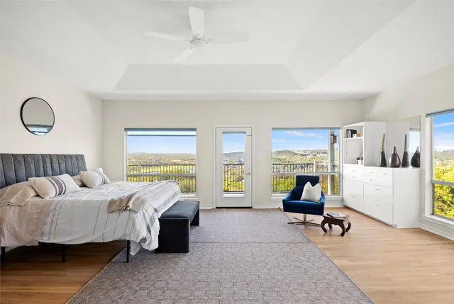 a view of a city from a balcony