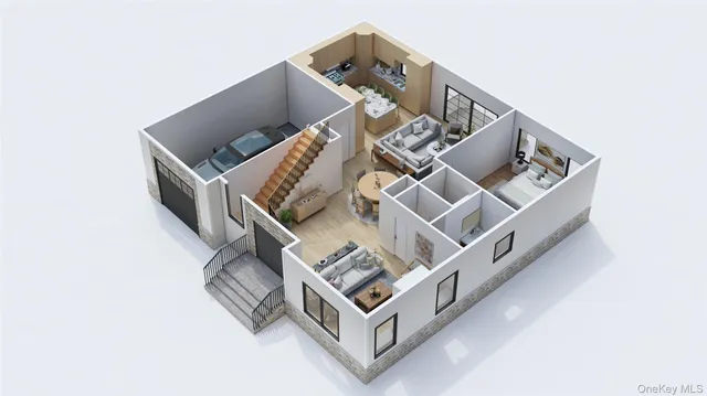 an aerial view of a house with roof deck