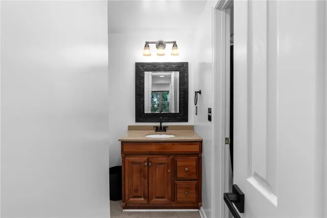 a view of a pathway both side of yard