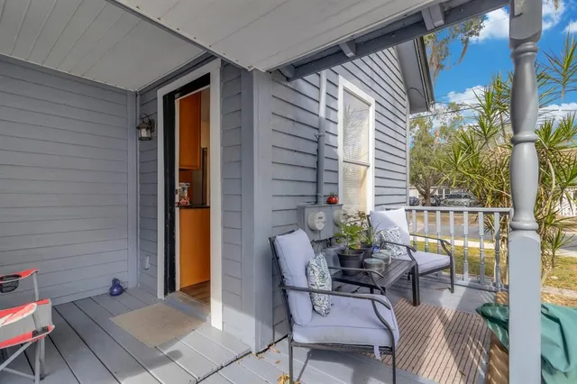 a view of an outdoor seating area