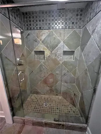 a bathroom with a shower