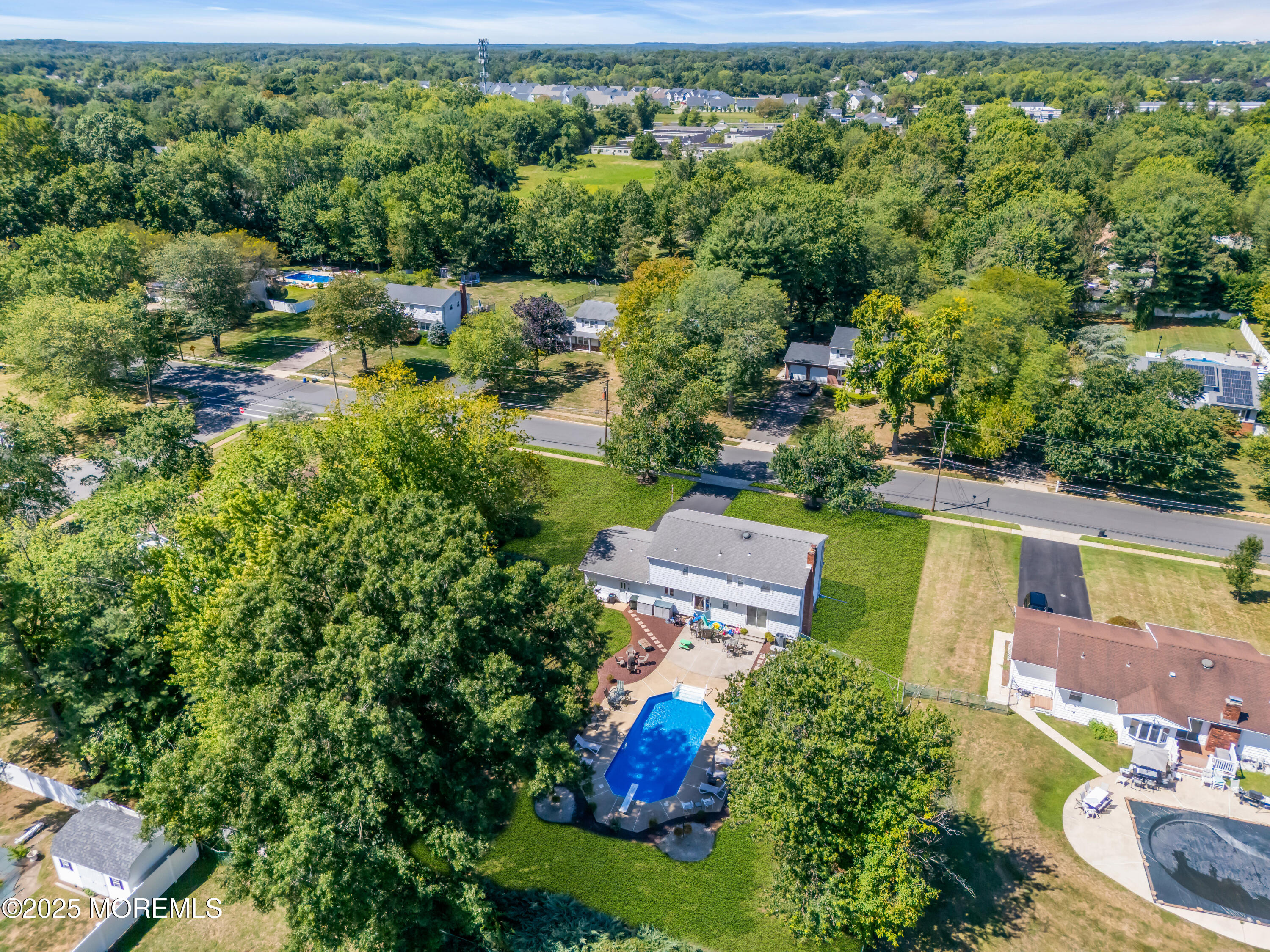 232 Bar Harbor Road Freehold, NJ 07728 - Photo 40 of 42 an aerial view of a house with yard swimming pool and outdoor seating