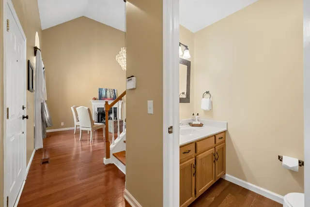 a view of a room with racks on the wall