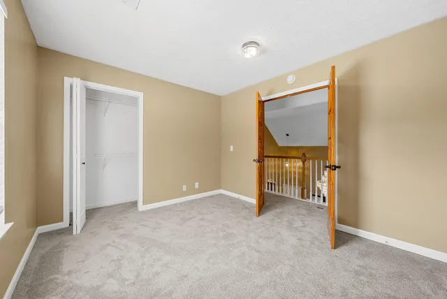 a view of a room with racks on the wall